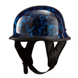 RHD103 German Boneyard Blue Half Helmet Perspective View