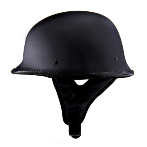 RHD103 German Flat Black Half Helmet Side View