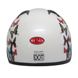 RHD200V New Pear WHite Butterfly Half Helmet Back View